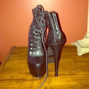 Black “Lace Me up” Platform booties